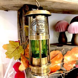 Brass Nautical Ship Lantern - Green