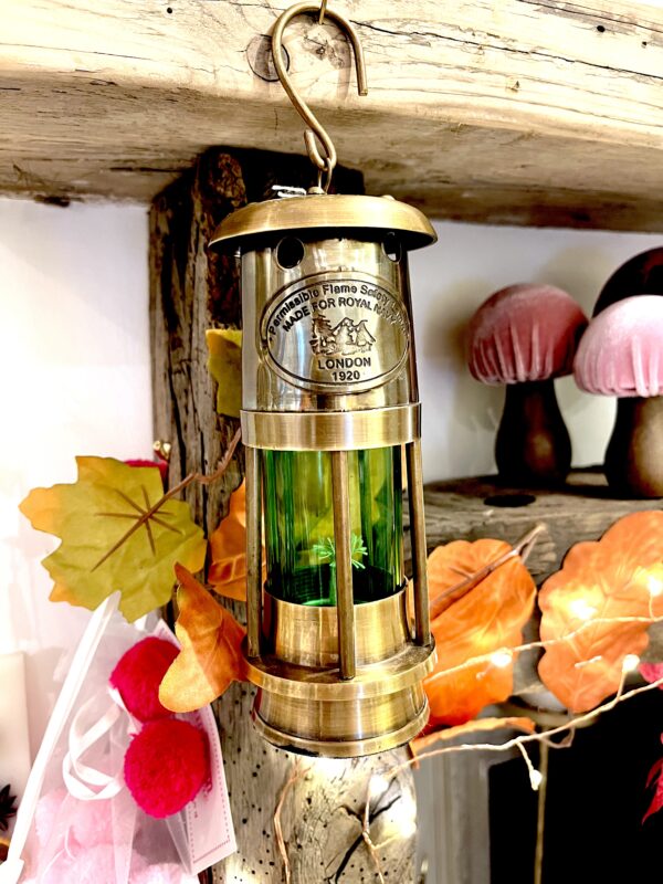 Brass Nautical Ship Lantern - Green