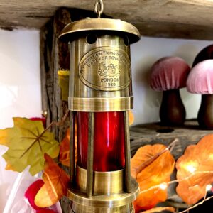 Brass Nautical Ship Lantern - Red