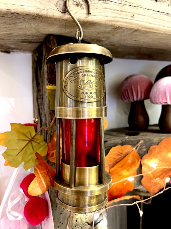 Brass Nautical Ship Lantern - Red