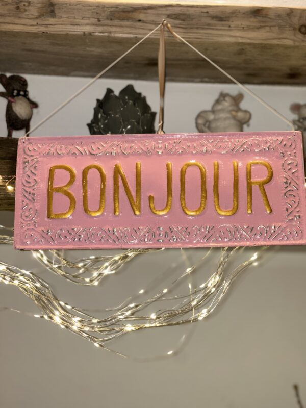 Pink Bonjour wall sign