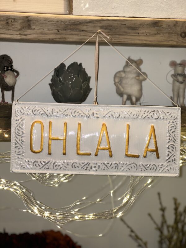 WHITE OH LA LA WALL SIGN