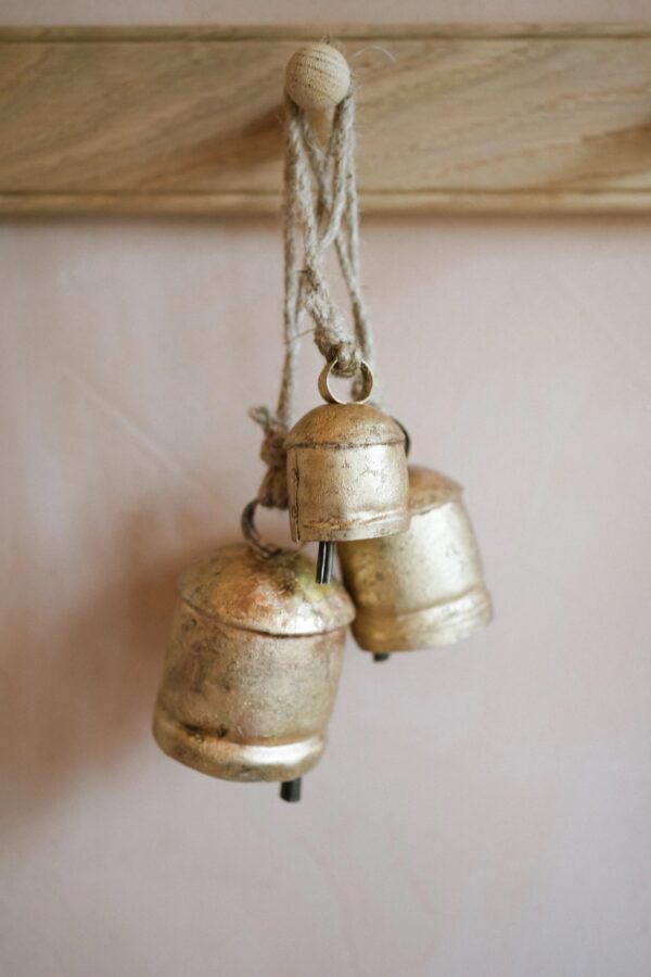 BRASS BELLS - SET OF 3 (IN COTTON BAG) - Image 2