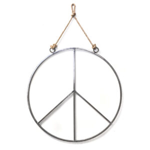 LARGE HANGING METAL & JUTE PEACE SIGN