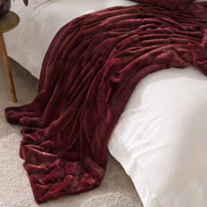 EMPRESS FAUX FUT THROW - RUBY