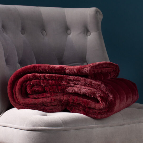 EMPRESS FAUX FUT THROW - RUBY - Image 2