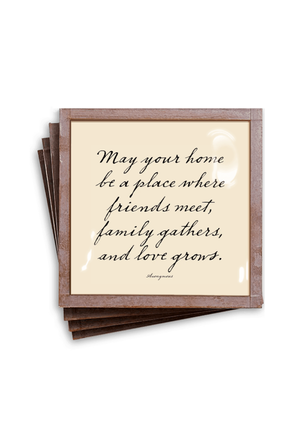 MAY YOUR HOME COPPER & GLASS COASTERS (SET OF 4)