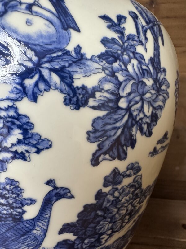 BLUE AND WHITE GLAZED PEACOCK VASE - Image 2