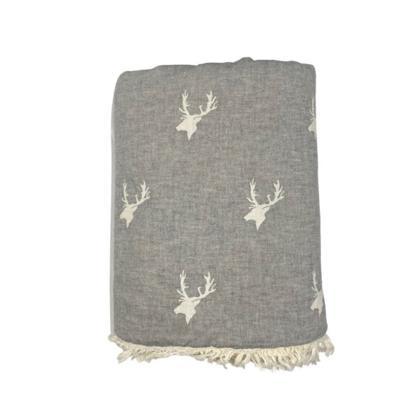STAG FLEECE LINED THROW - SLATE GREY - Image 3
