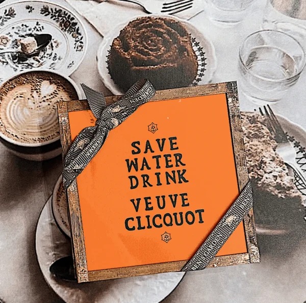 SAVE WATER, DRINK VEUVE CHICQUOT COASTERS - SET OF 4