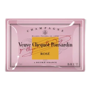 VEUVE CLICQUOT ROSE DECOUPAGE GLASS TRAY - 12”X20”