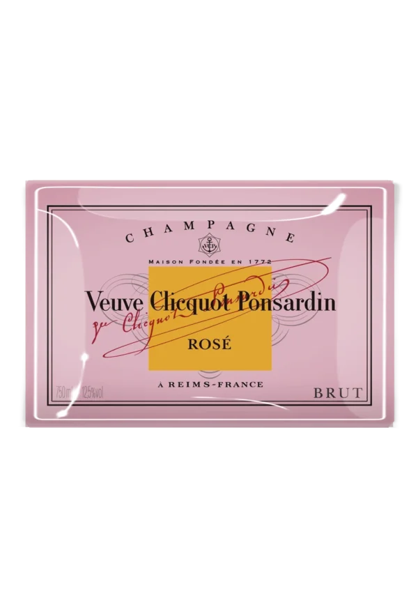 VEUVE CLICQUOT ROSE DECOUPAGE GLASS TRAY - 9”X14”