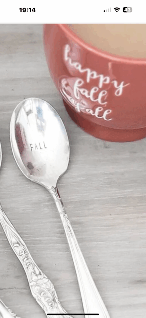 LATTES AND LEAVES - VINTAGE STAMPED SPOON AND TEASPOON - Image 2