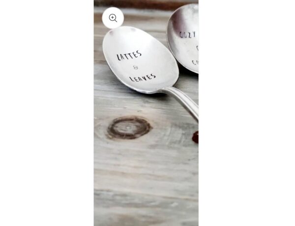 LATTES AND LEAVES - VINTAGE STAMPED SPOON AND TEASPOON