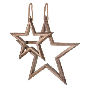 HANGING WOODEN STARS - SET OF TWO